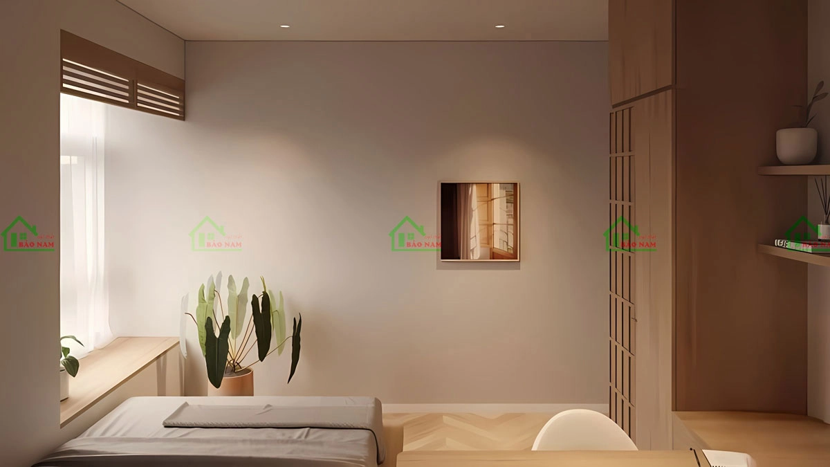 Sử dụng gỗ có độ bền rất cao và vẻ đẹp thẩm mỹ tốt khi thiết kế phòng ngủ kiểu Nhật