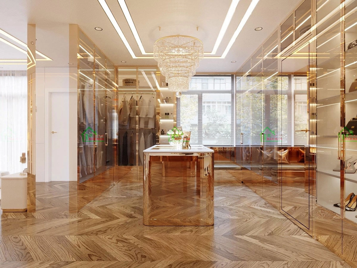 Không gian phòng ngủ được thiết kế theo phong cách luxury cao cấp và sang trọng