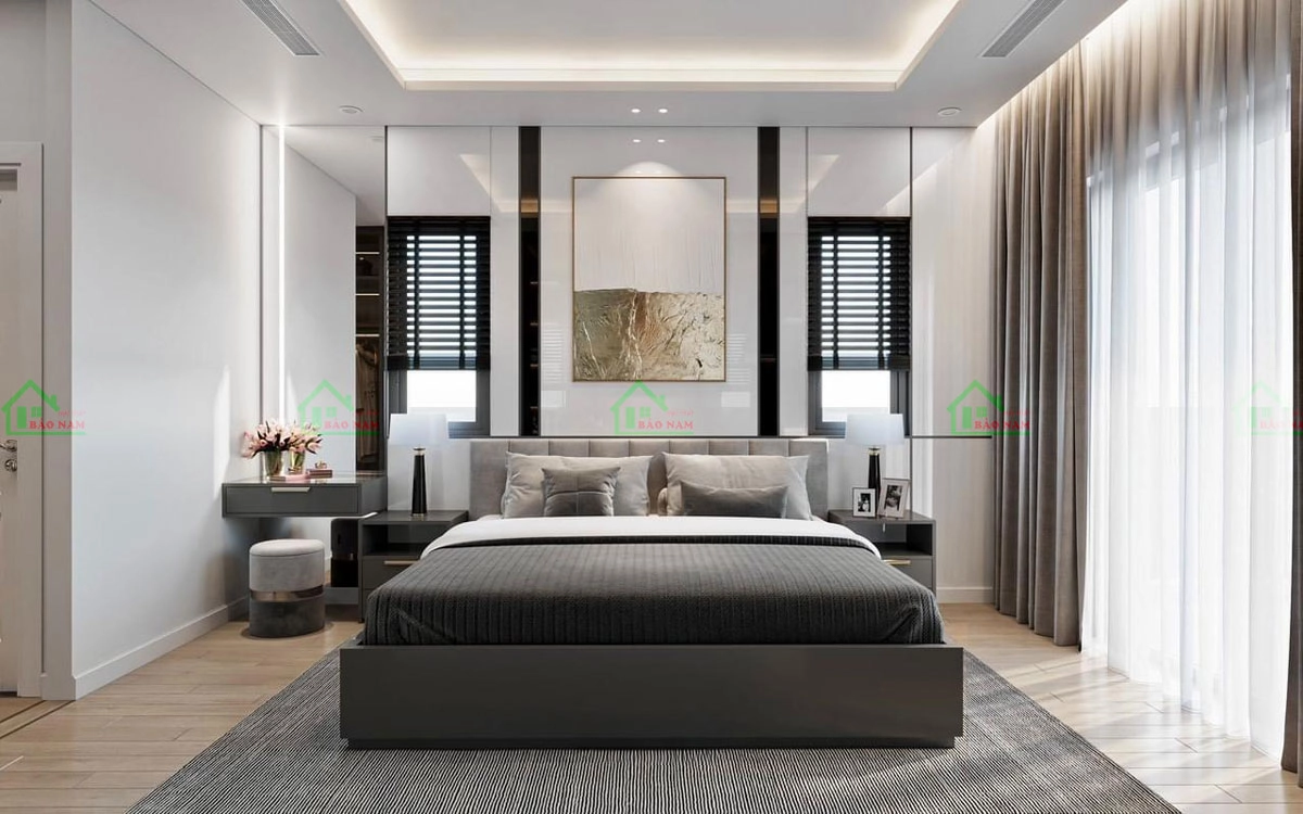 Lựa chọn màu sắc và bố trí cửa sổ và đèn hợp lý để tạo sự hài hòa cho phòng ngủ căn hộ chung cư