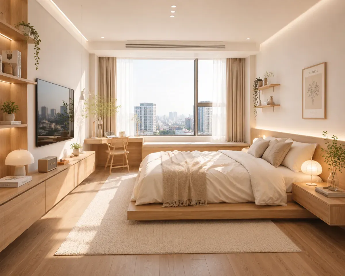 Phòng ngủ Hàn Quốc mang vẻ đẹp nhẹ nhàng và ấm cúng