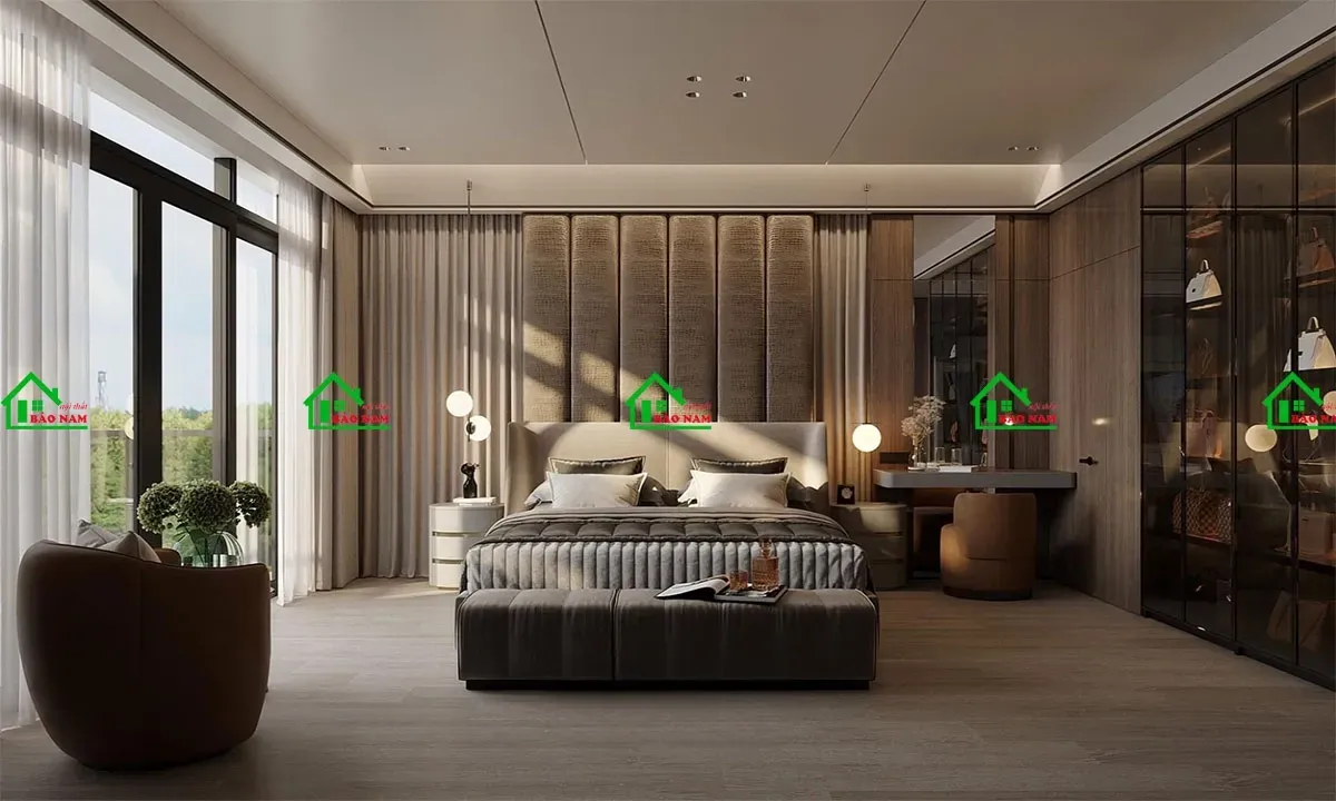 Phòng ngủ rộng mang đến trải nghiệm nghỉ ngơi như khu nghỉ dưỡng.