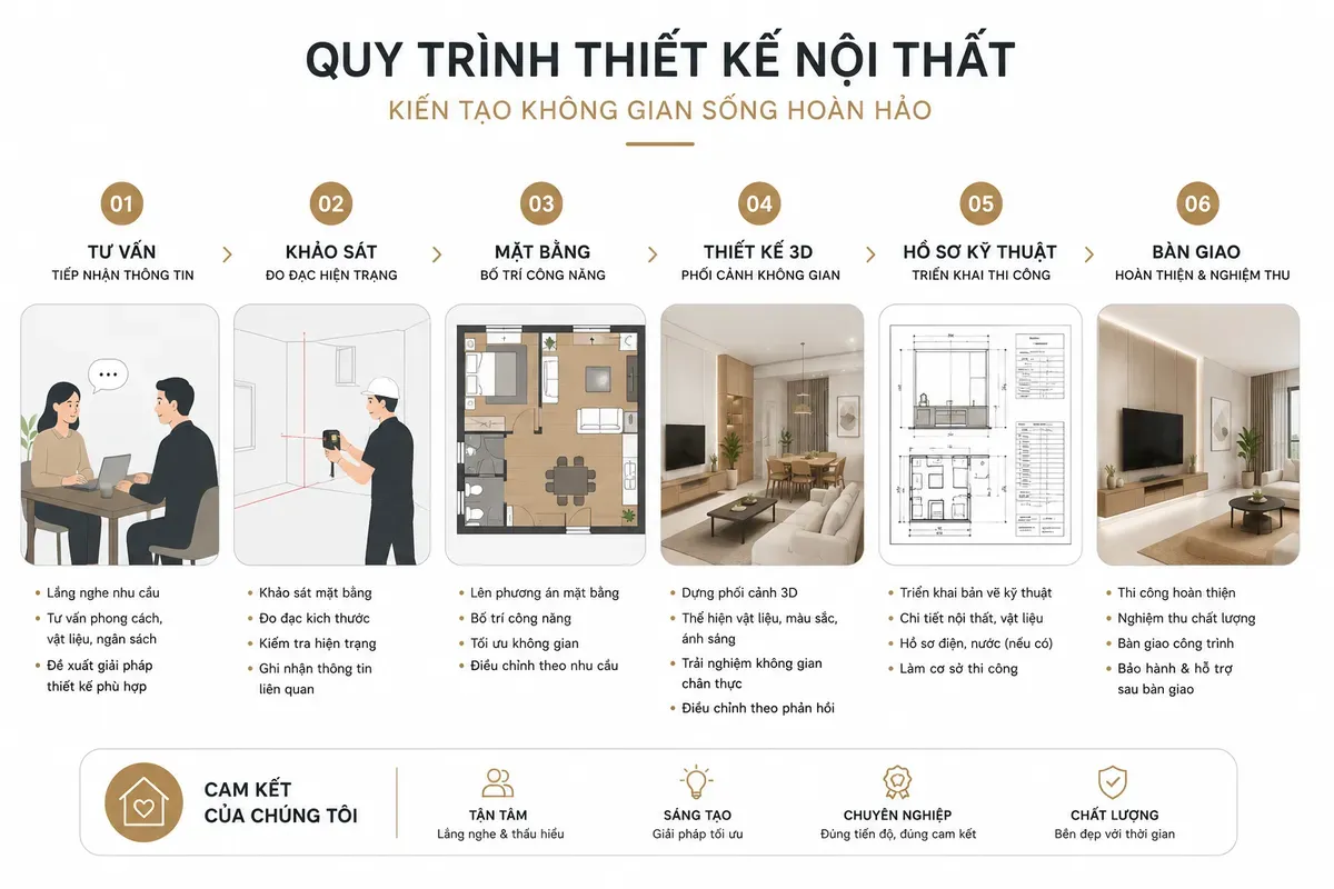 Quy trình từ khảo sát, thiết kế đến bàn giao hồ sơ.