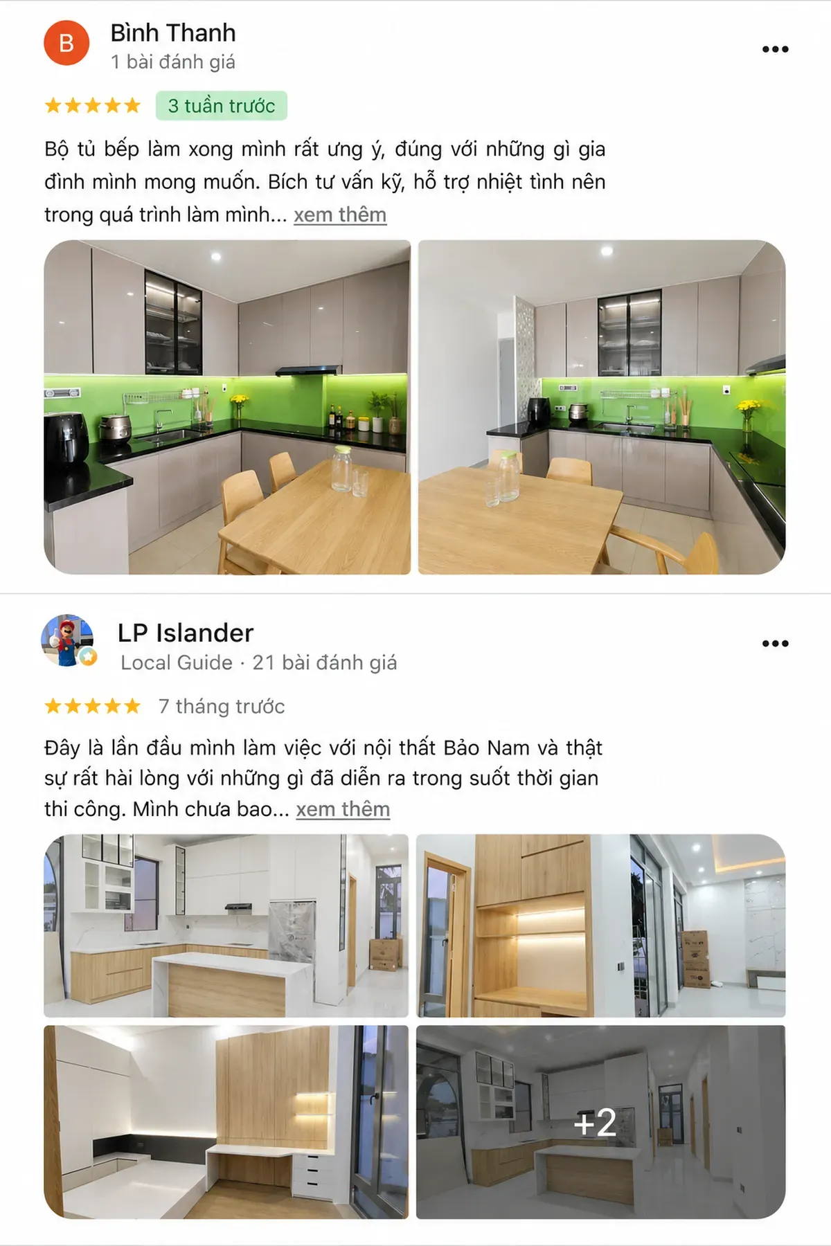 Một số phản hồi thực tế từ khách hàng sau khi hoàn thiện công trình thi công tủ bếp tại Bảo Nam.