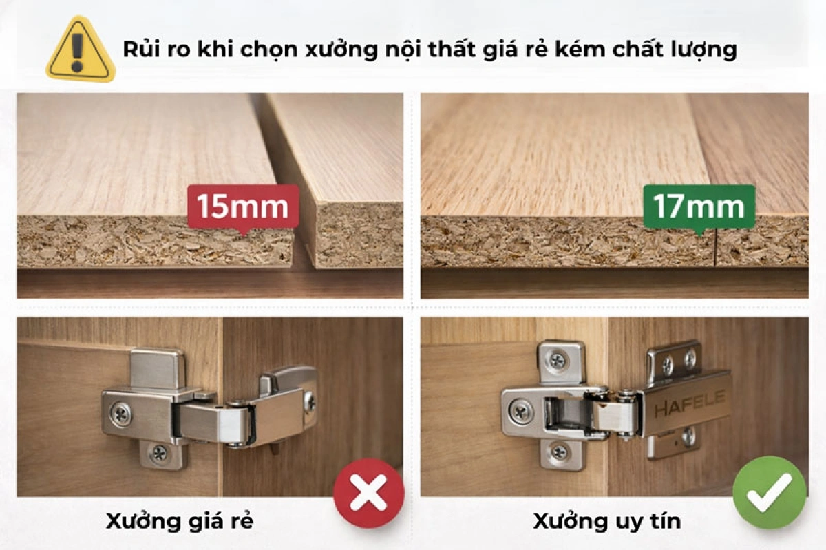 Rủi ro khi chọn xưởng nội thất giá rẻ kém chất lượng