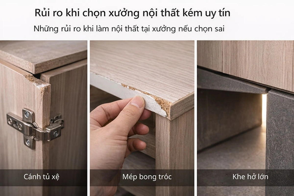 Rủi ro thường gặp khi làm nội thất tại xưởng không uy tín
