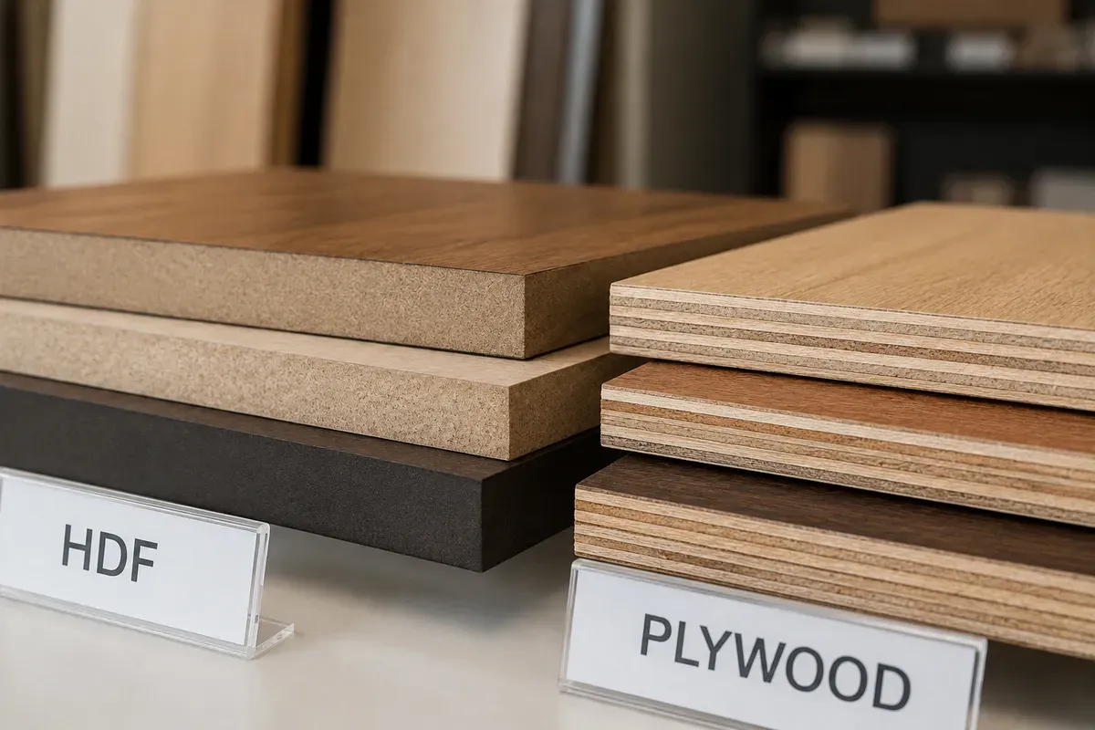 HDF và Plywood có độ cứng và khả năng chịu lực cao, phù hợp với các hạng mục yêu cầu độ bền lớn.