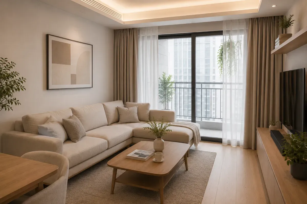 Sofa phù hợp giúp không gian cân đối và tiện nghi hơn.