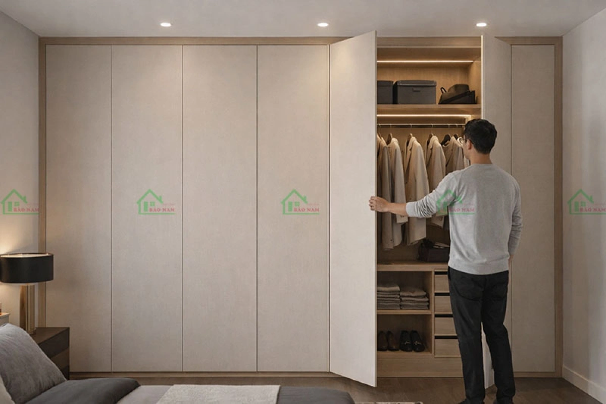 Sử dụng tủ quần áo cánh mở tiện lợi hàng ngày