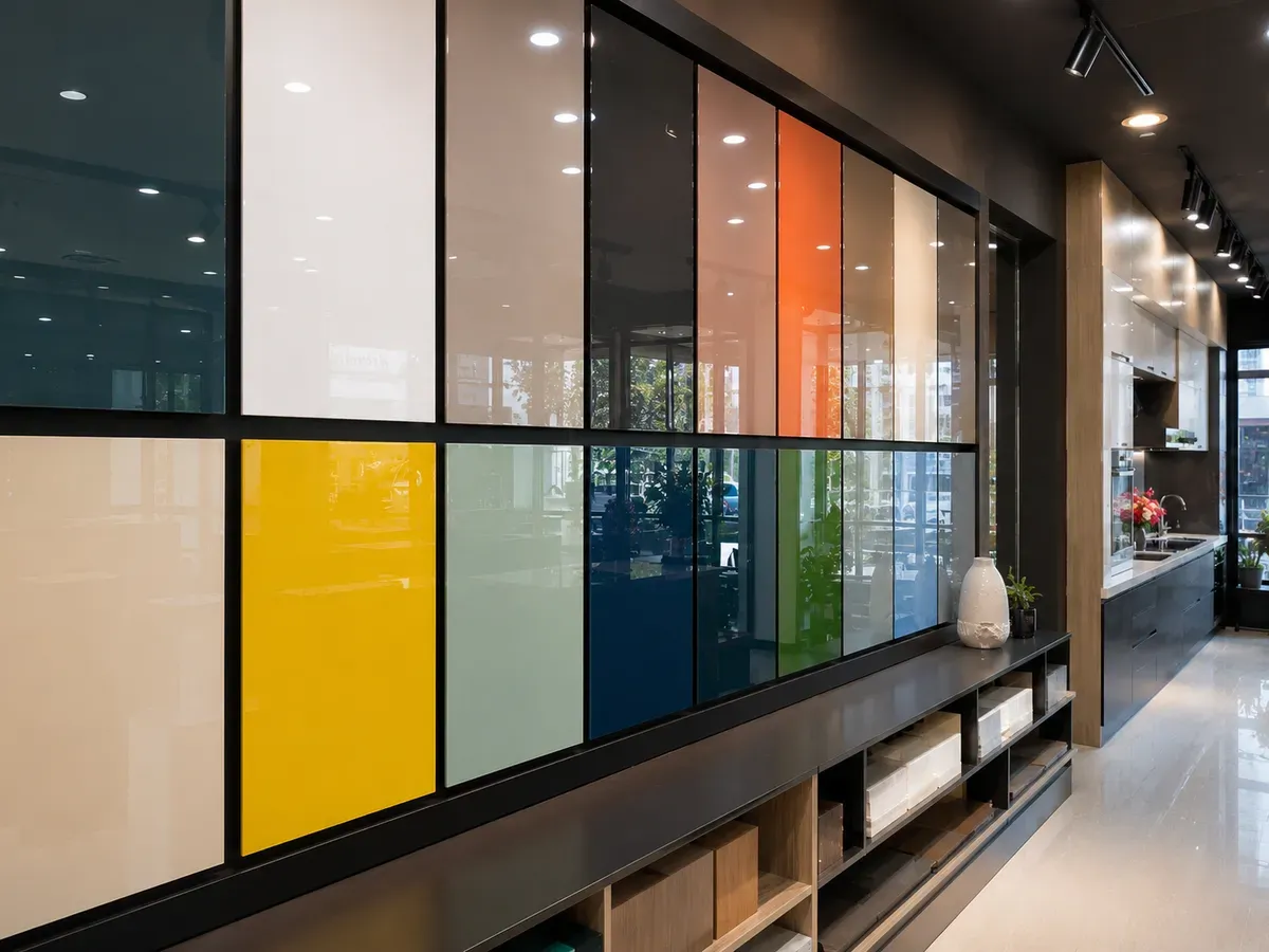 Bề mặt Acrylic bóng gương mang lại vẻ đẹp hiện đại và sang trọng cho không gian bếp.