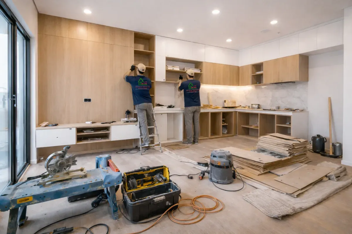 thi công nội thất chung cư 70m2 thực tế