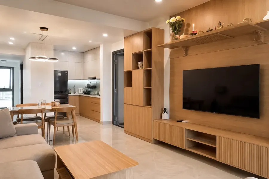 Nội thất hoàn thiện trong một công trình nhà ở tại TP.HCM.