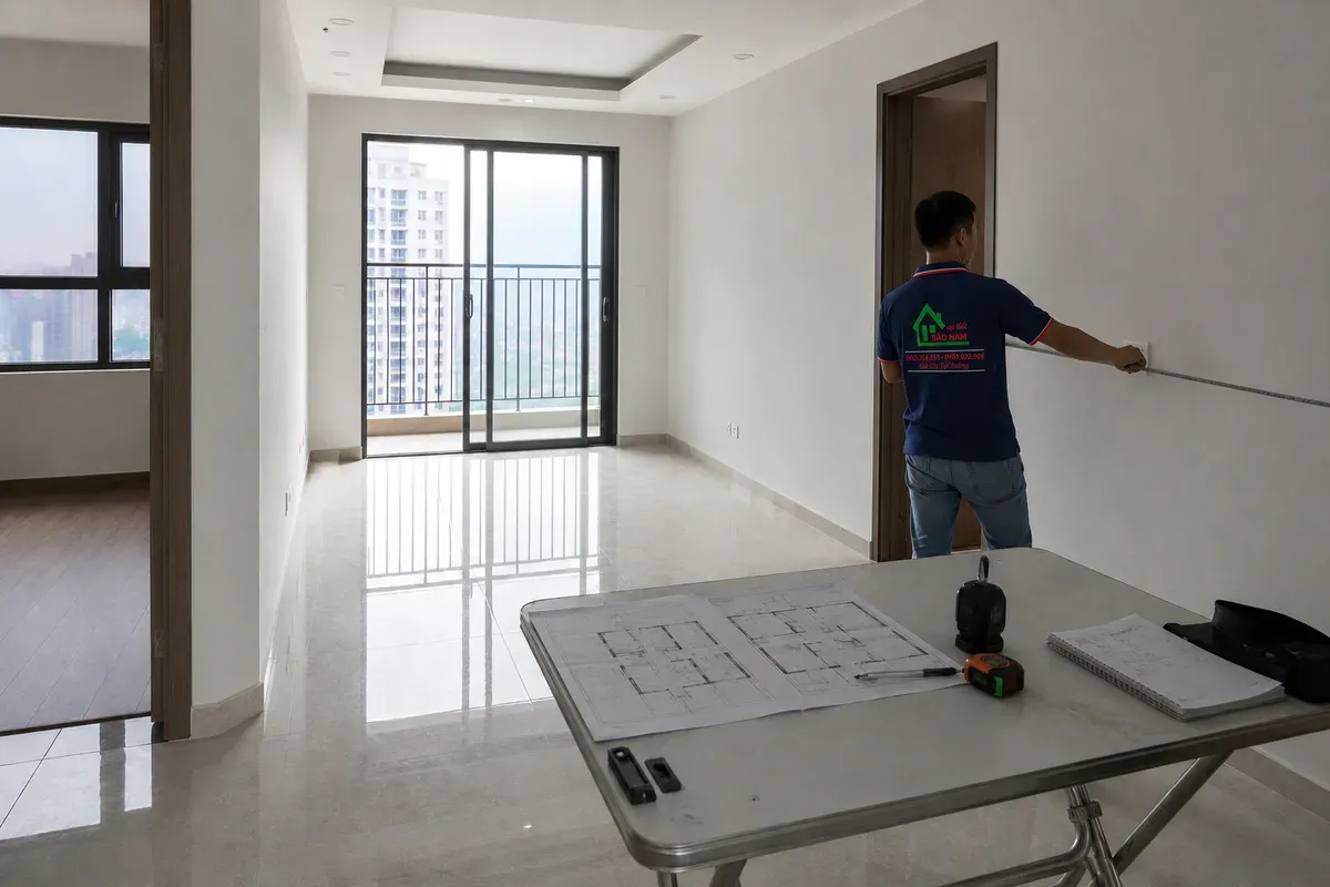 Thi công theo bản vẽ sau khi khảo sát hiện trạng công trình.