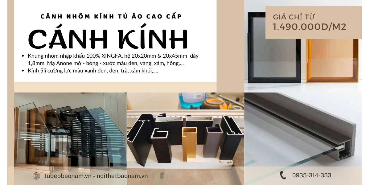 Kính cường lực cao cấp kết hợp khung nhôm chắc chắn, đảm bảo độ bề và chất lượng sản phẩm