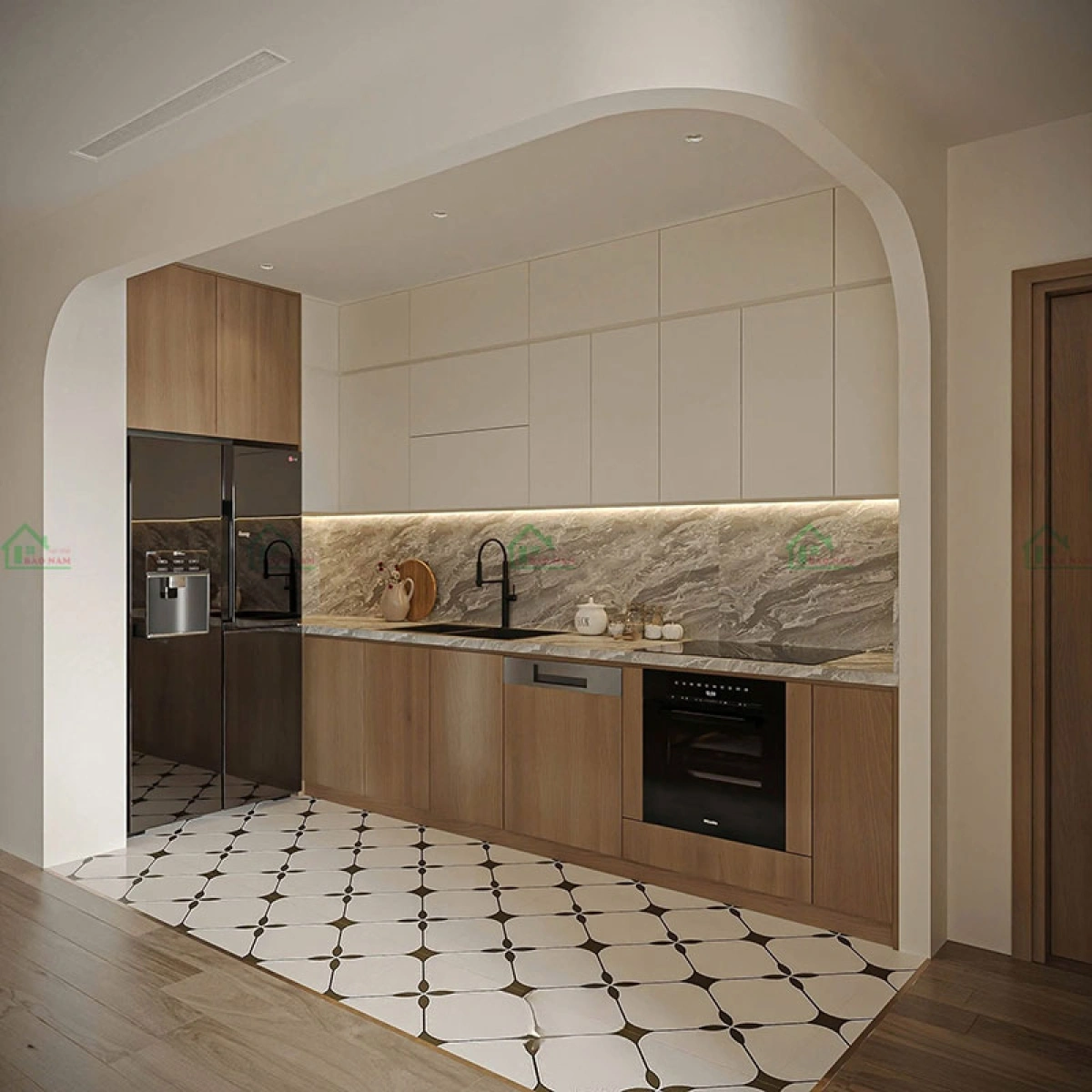 Thi công tủ bếp chuẩn kỹ thuật theo mặt bằng thực tế