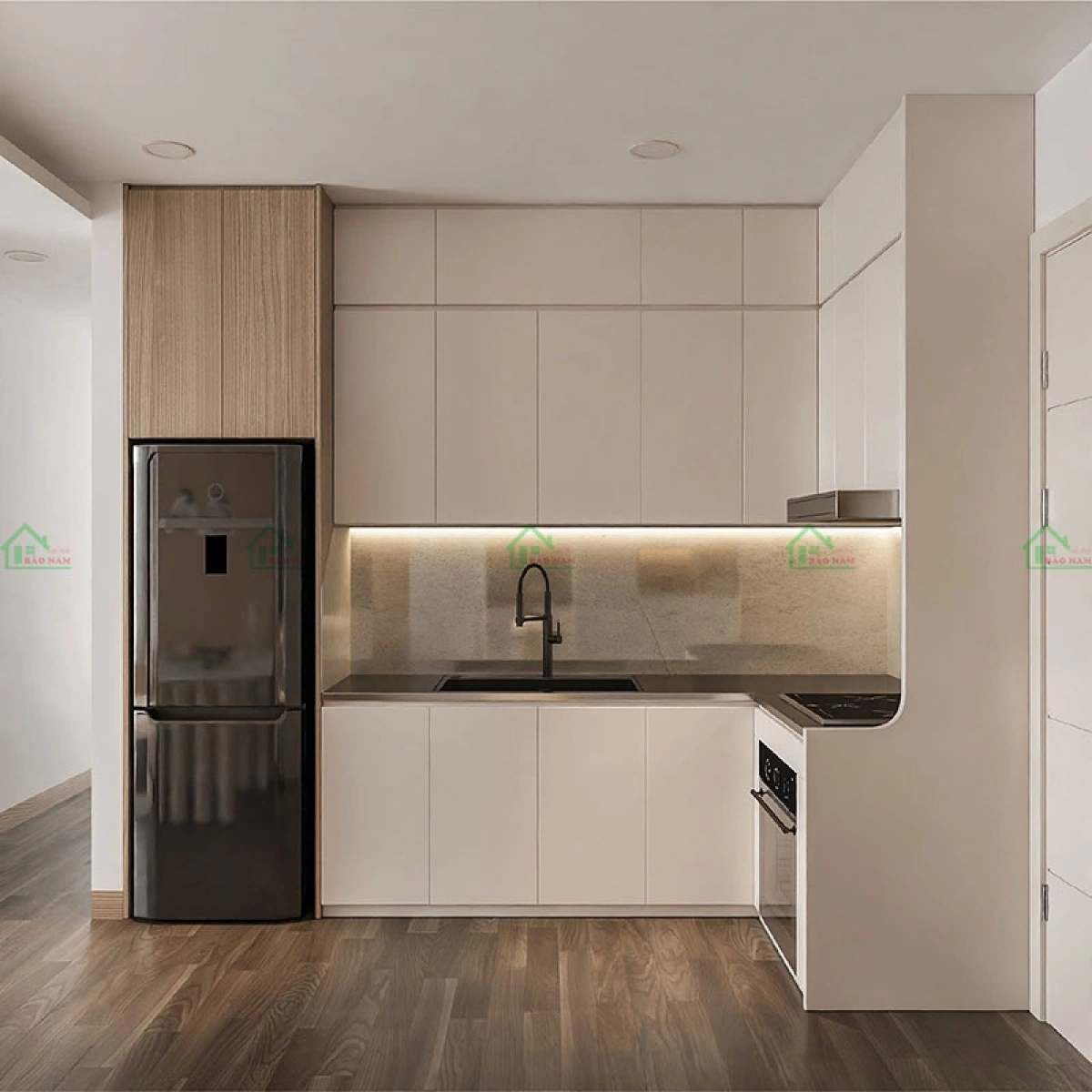 Không gian bếp chung cư diện tích nhỏ cần thiết kế tủ bếp tối ưu