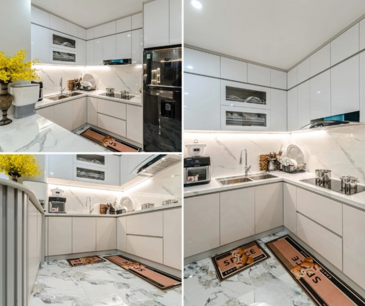 Thi công tủ bếp gỗ trọn gói chuẩn xưởng không phát sinh