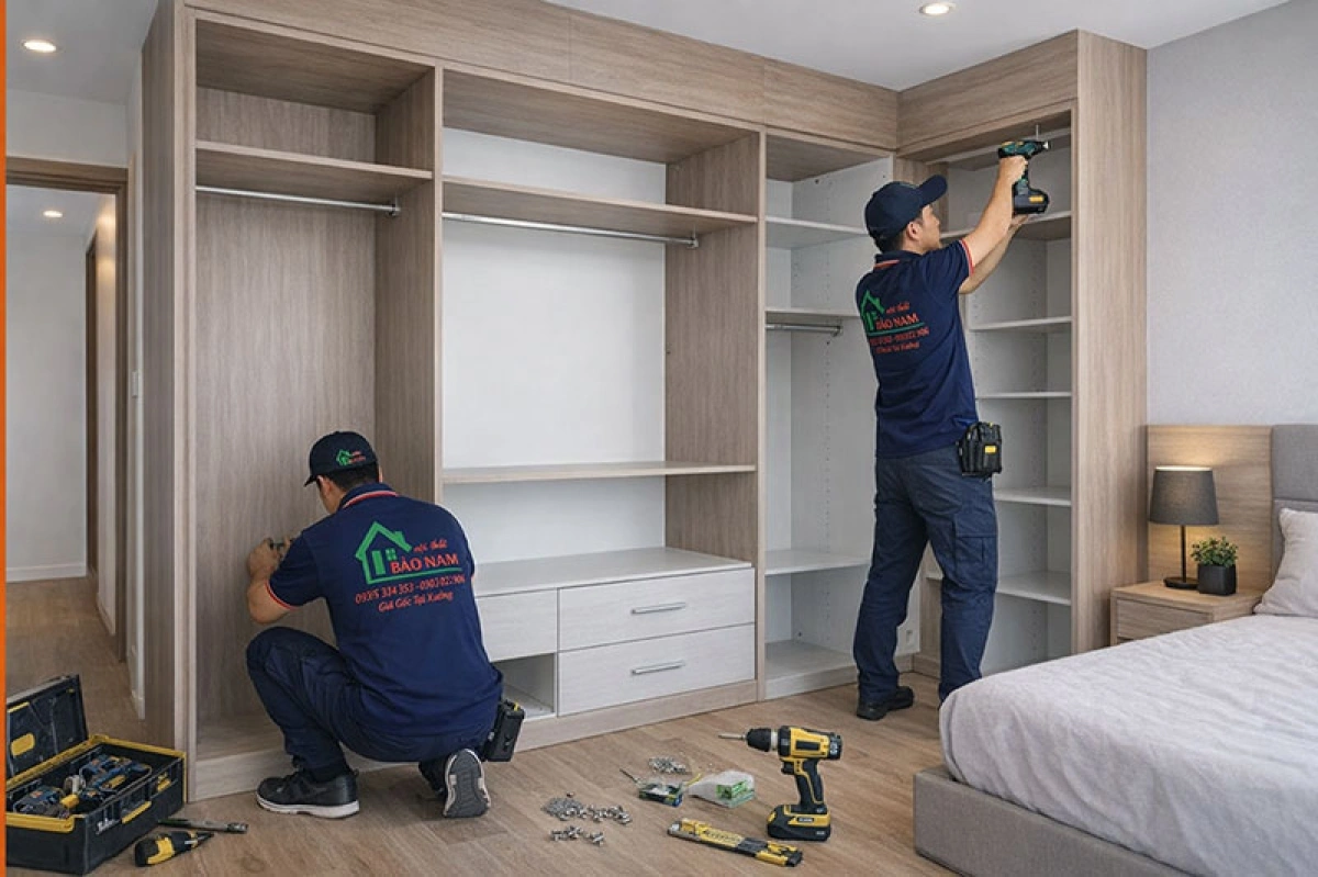 Thi công tủ quần áo cánh mở theo yêu cầu