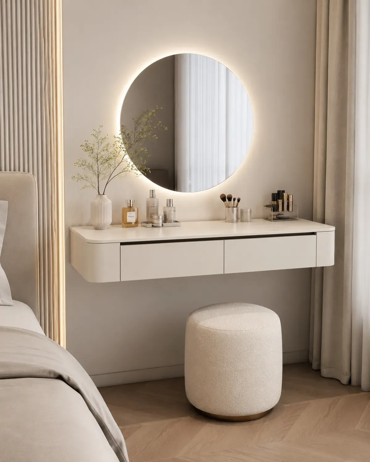 Bàn trang điểm hiện đại ưu tiên thiết kế gọn gàng và tối ưu diện tích sử dụng