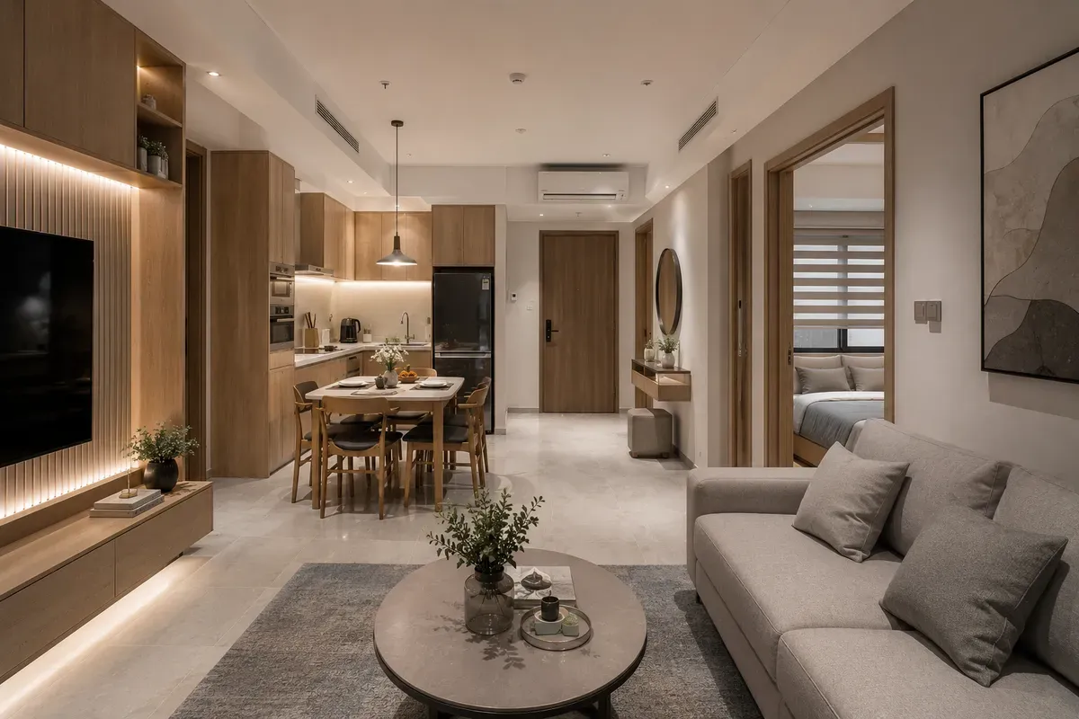 Mẫu thiết kế căn hộ 60m² hiện đại và tiện nghi.