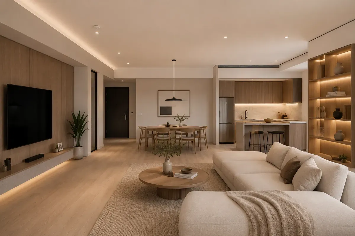 Thiết kế căn hộ 70m² cân bằng giữa thẩm mỹ và công năng.