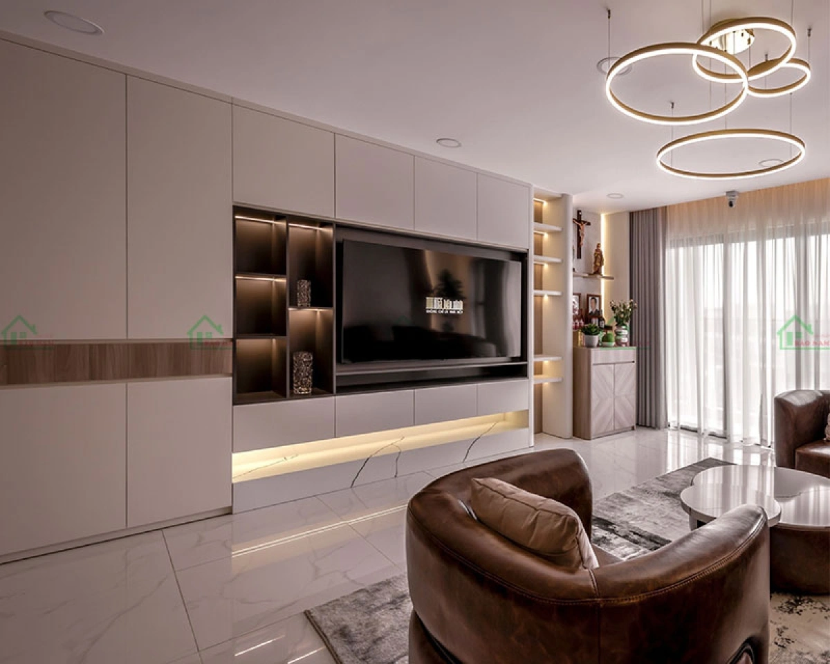 Thi công phòng khách hiện đại thực tế tại Bảo Nam