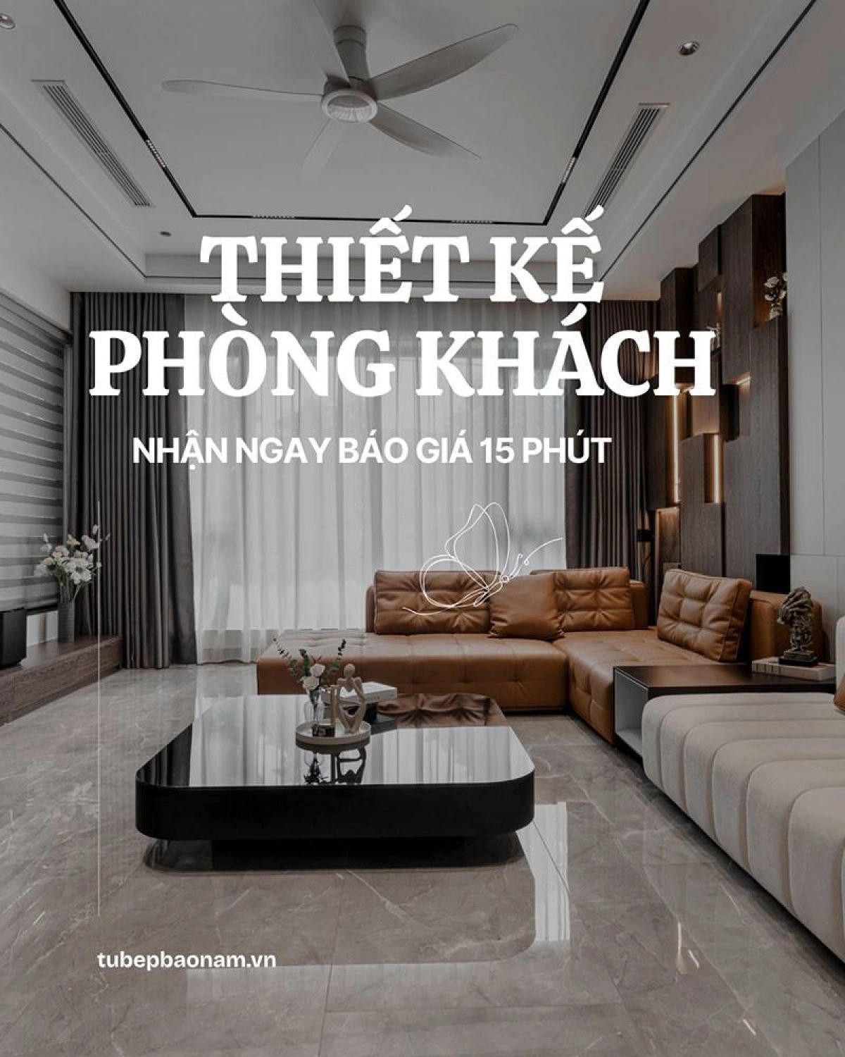 Thiết kế thi công phòng khách hiện đại trọn gói giá tốt