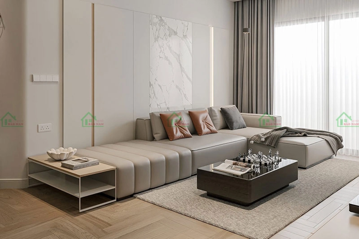 Bố trí sofa phòng khách hiện đại cho căn hộ chung cư