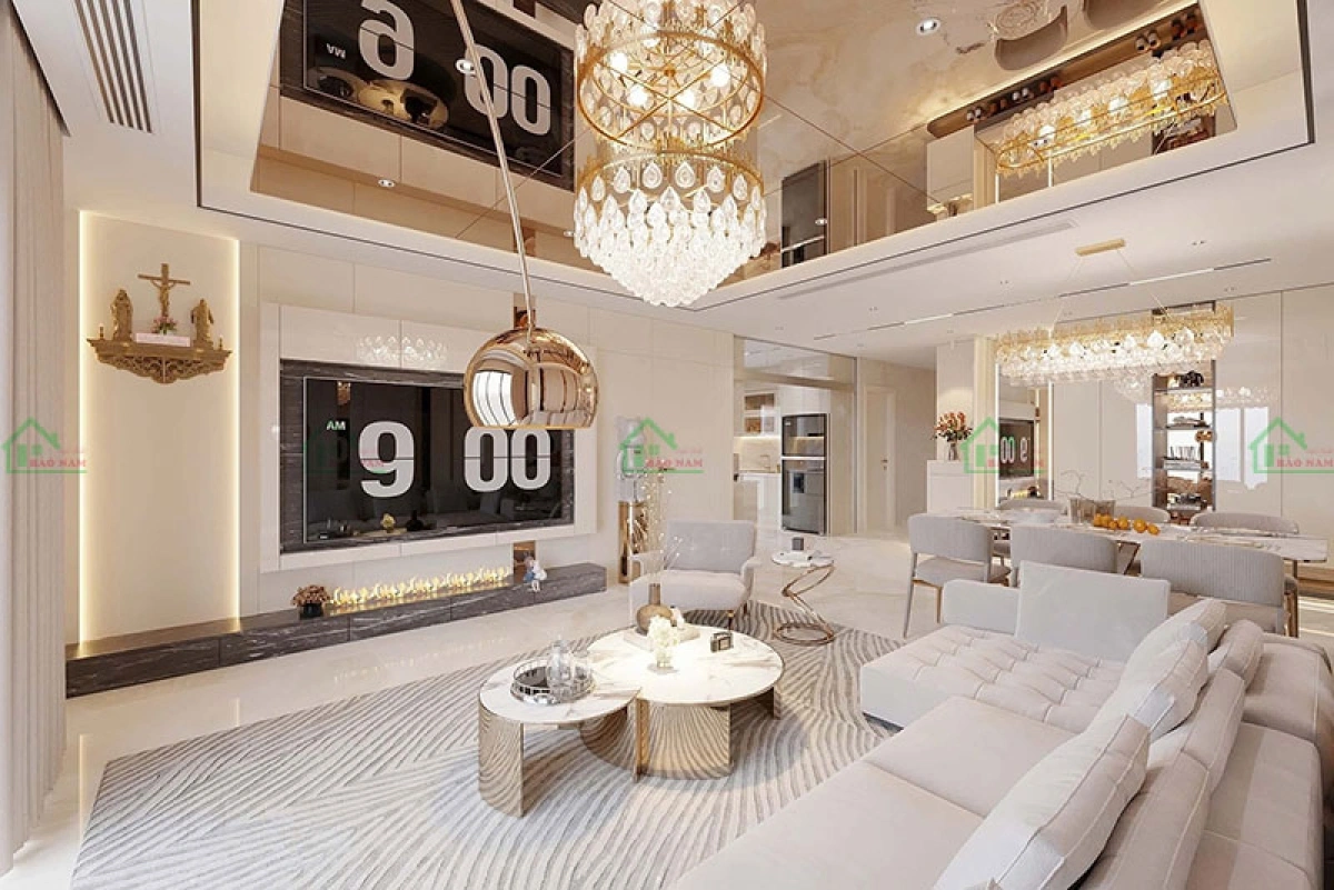 Thiết kế phòng khách hiện đại cao cấp sang trọng