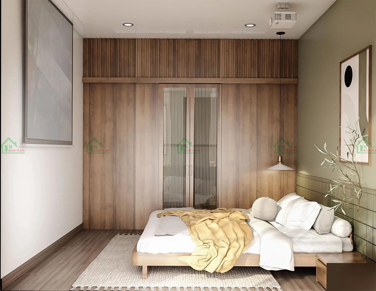 Thiết kế phòng ngủ với gam màu nhẹ nhàng, tạo cảm giác thư thái