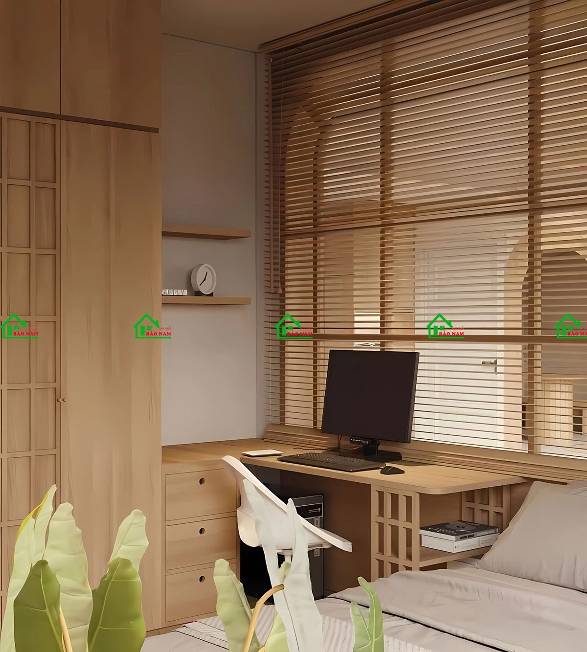 Phòng ngủ phong cách Japandi tự nhiên và gần gũi