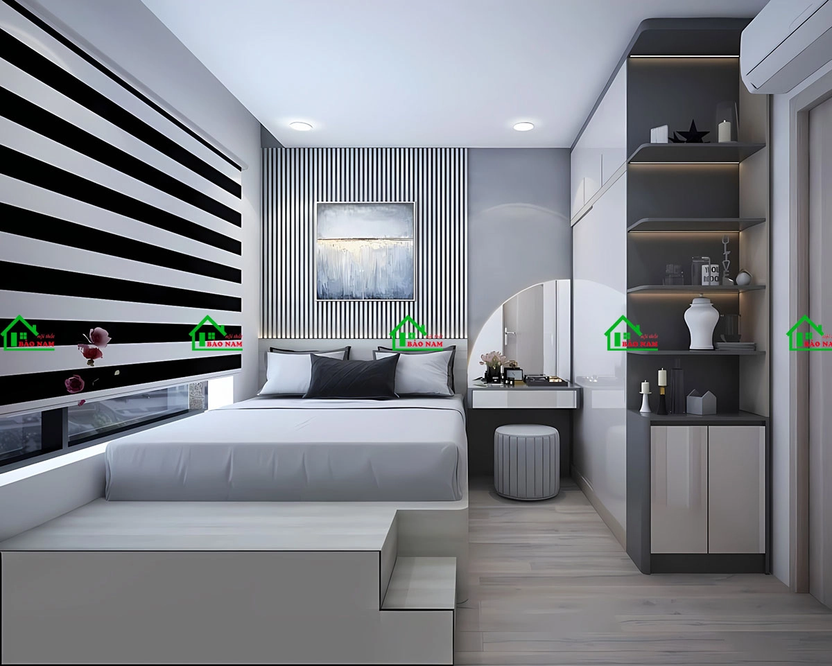 Bàn trang điểm liền tủ quần áo cánh lùa siêu tối ưu diện tích
