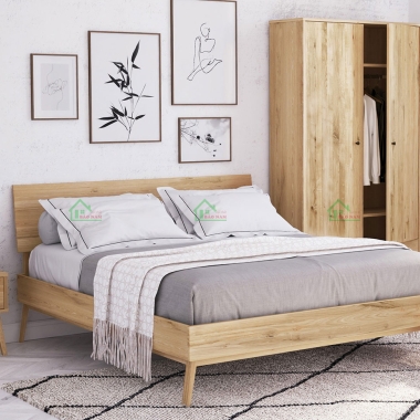 MẪU GIƯỜNG NGỦ GỖ SỒI TỰ NHIÊN CÓ CHÂN HIỆN ĐẠI ĐẸP GTN14​​​​​​​
