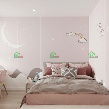 MẪU THIẾT KẾ PHÒNG NGỦ MÀU HỒNG CHO BÉ GÁI PB19​​​​​​​