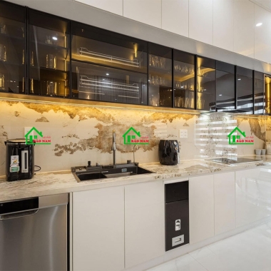 MẪU TỦ BẾP ACRYLIC BÓNG GƯƠNG AN CƯỜNG ĐẸP HIỆN ĐẠI TBA51
