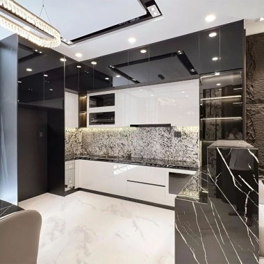 MẪU TỦ BẾP ACRYLIC BÓNG GƯƠNG AN CƯỜNG ĐẸP HIỆN ĐẠI TBA55​​​​​​​