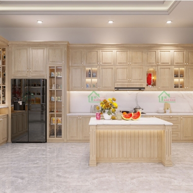 MẪU TỦ BẾP GỖ TÂN CỔ ĐIỂN SANG TRỌNG BTN06