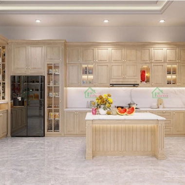 MẪU TỦ BẾP GỖ TÂN CỔ ĐIỂN SANG TRỌNG BTN06​​​​​​​