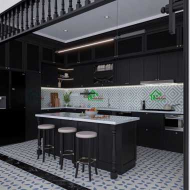 MẪU TỦ BẾP GỖ TỰ NHIÊN ĐẸP PHONG CÁCH INDOCHINE BTN14