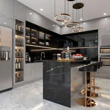 MẪU TỦ BẾP MDF PHỦ ACRYLIC BÓNG GƯƠNG AN CƯỜNG ĐẸP HIỆN ĐẠI TBA58