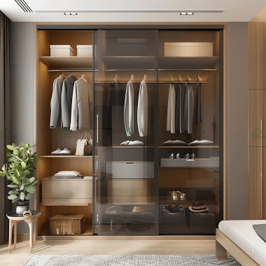 TỦ ÁO CÁNH CÁNH KÍNH LÙA GỖ CÔNG NGHIỆP TK66