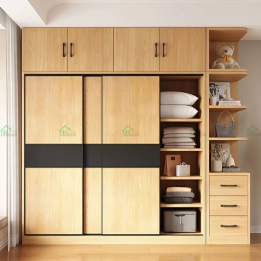 TỦ QUẦN ÁO CÁNH LÙA GỖ TỰ NHIÊN HIỆN ĐẠI TATN38​​​​​​​