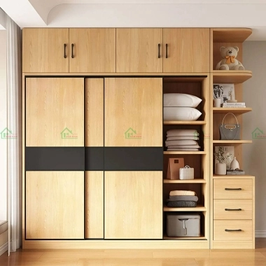 TỦ QUẦN ÁO CÁNH LÙA GỖ TỰ NHIÊN HIỆN ĐẠI TATN38​​​​​​​