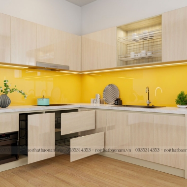 TỦ BẾP ACRYLIC BÓNG GƯƠNG AN CƯỜNG TBA66