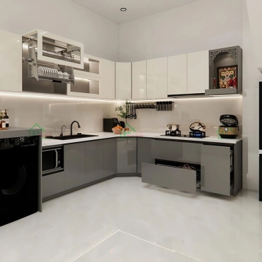 TỦ BẾP ACRYLIC BÓNG GƯƠNG CAO CẤP TBA78