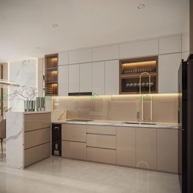 TỦ BẾP ACRYLIC BÓNG GƯƠNG SANG TRỌNG TBA80​​​​​​​