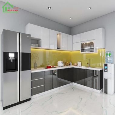 TỦ BẾP ACRYLIC CHỮ L GIÁ RẺ TBA16