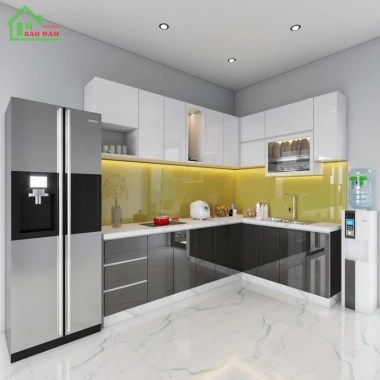 TỦ BẾP ACRYLIC CHỮ L GIÁ RẺ TBA16​​​​​​​
