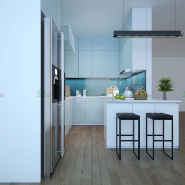 TỦ BẾP ACRYLIC CHỮ U BÓNG GƯƠNG CAO CẤP TBA67​​​​​​​