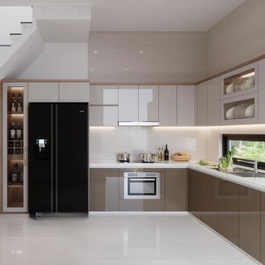 TỦ BẾP ACRYLIC ĐẸP HIỆN ĐẠI TBA36