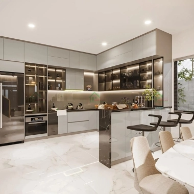 TỦ BẾP ACRYLIC TBA81 BÓNG GƯƠNG HIỆN ĐẠI​​​​​​​